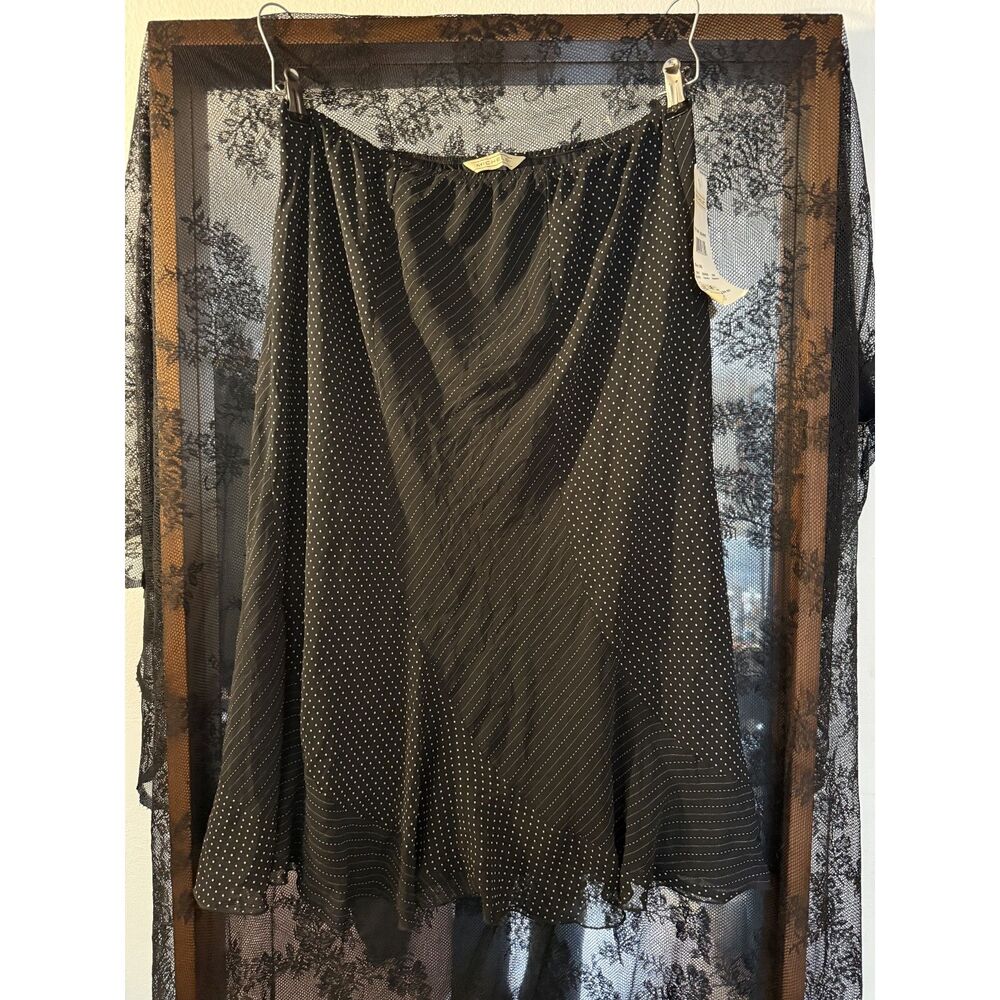 Michele Black Polka Dot & Stripe Skirt Size Large